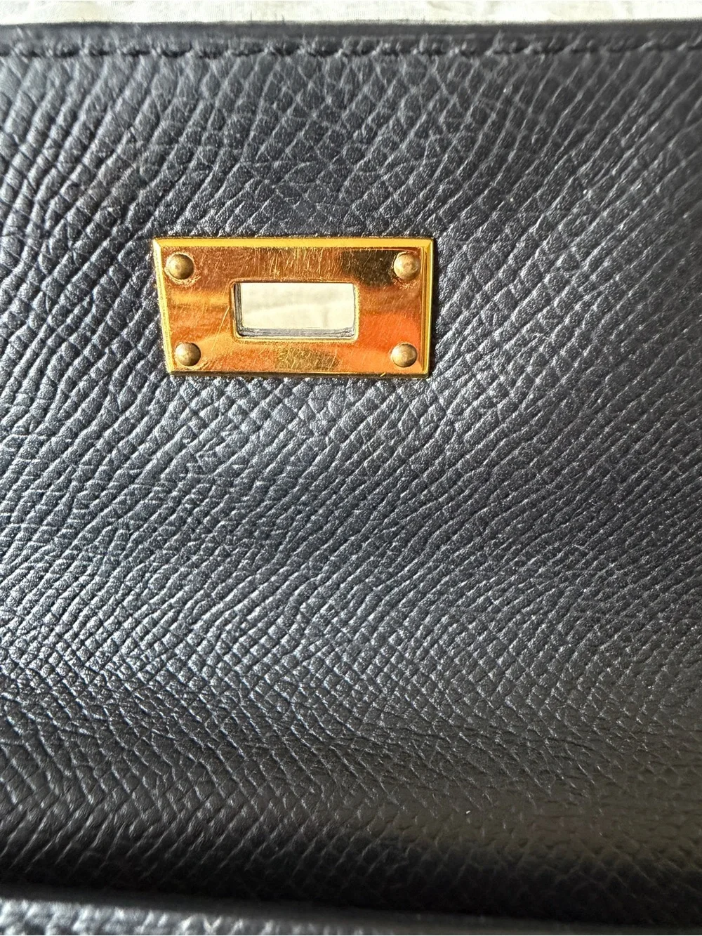 Hermes Black Leather Kelly Cut Clutch with Gold Hardware